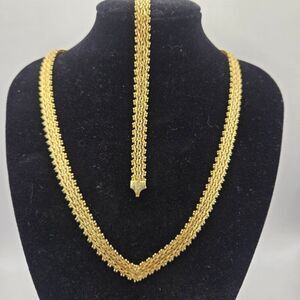 Vintage Gold Plate Sterling Silver 925 Riccio Necklace Bracelet Set 43g